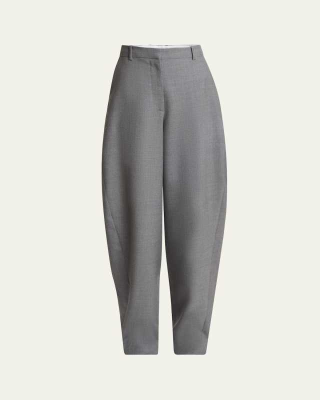 Barrel Leg Wool Trousers